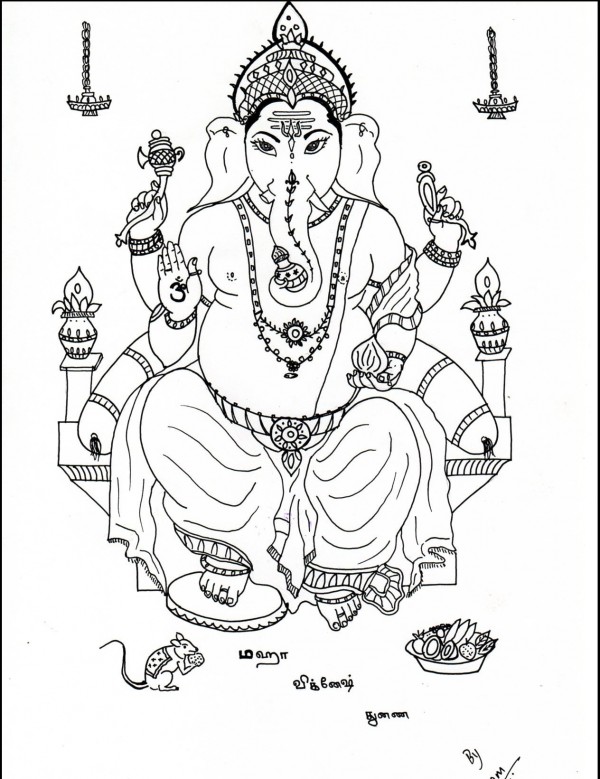 Awesome Pencil Sketch Of Lord Ganesha - DesiPainters.com