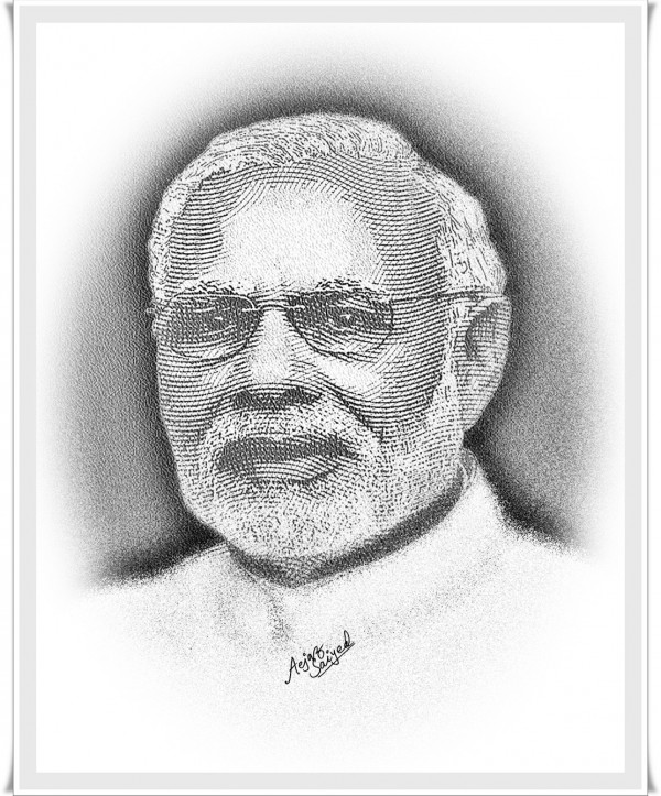 Mixed Painting Of Narendra Modi - DesiPainters.com