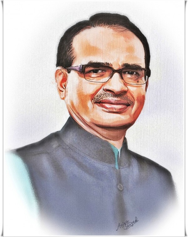 Mixed Painting Of Chief Minister Shivraj Singh Chouhan - DesiPainters.com