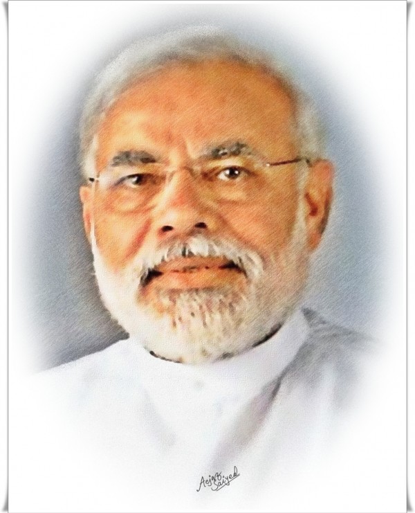 Digital Painting Of Prime Minister Narendra Modi - DesiPainters.com