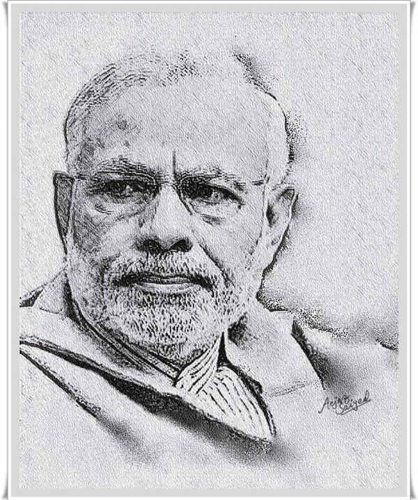 Digital Painting Of Honorable Prime Minister Narendra Modi - DesiPainters.com