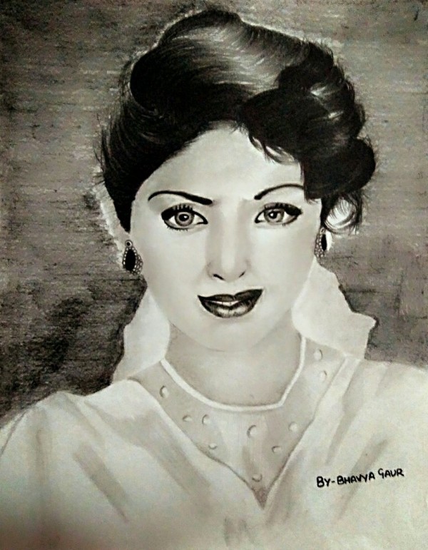 Beautiful Pencil Sketch Of Sirdevi - DesiPainters.com