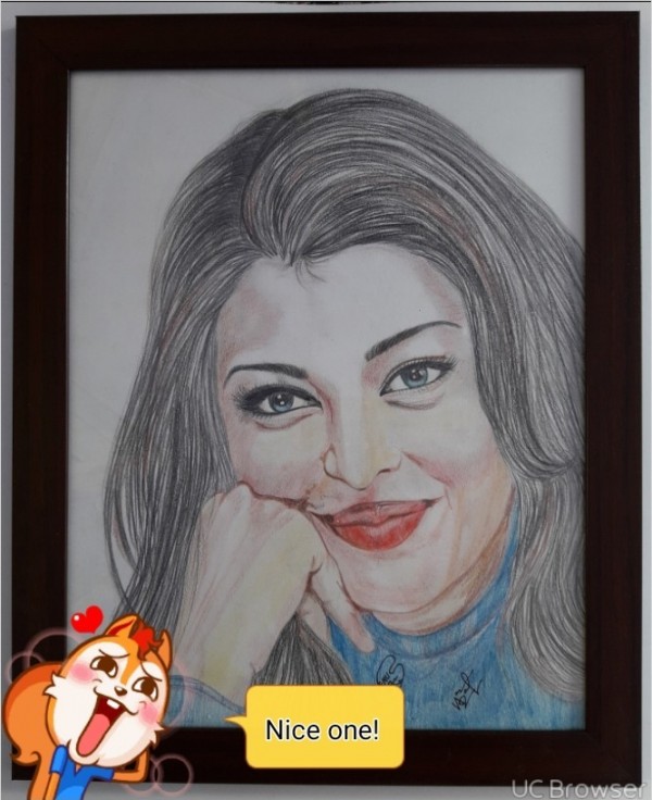 Pencil Color Art Of Beautiful Aishwarya Rai Bachan - DesiPainters.com