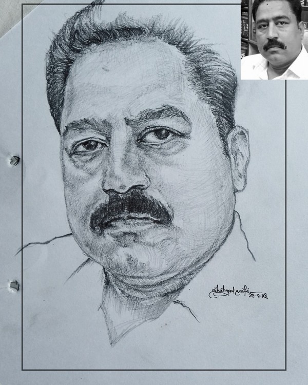 Brilliant Pencil Sketch Of Mohammad Asif - DesiPainters.com