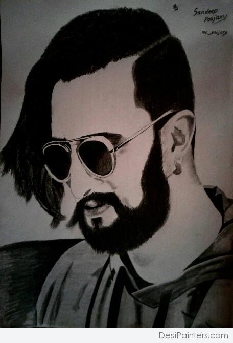 Awesome Pencil Sketch Of Kiccha Sudeep