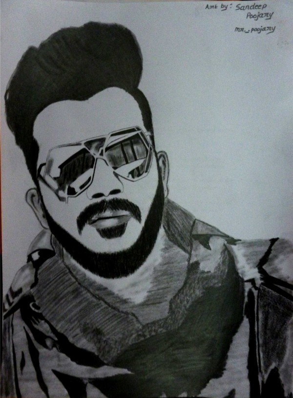 Amazing Pencil Sketch Of Chandan Shetty - DesiPainters.com