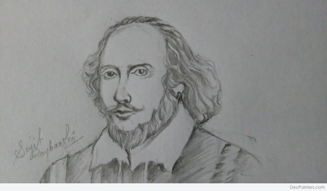 Classic Pencil Sketch Of William Shakespeare | DesiPainters.com
