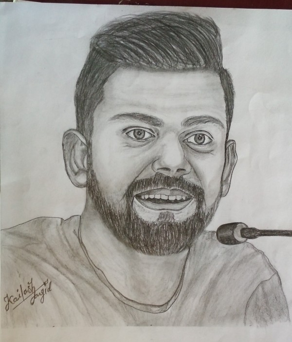 Perfect Pencil Sketch Of Indian Cricket Team Captain Virat Kohli - DesiPainters.com
