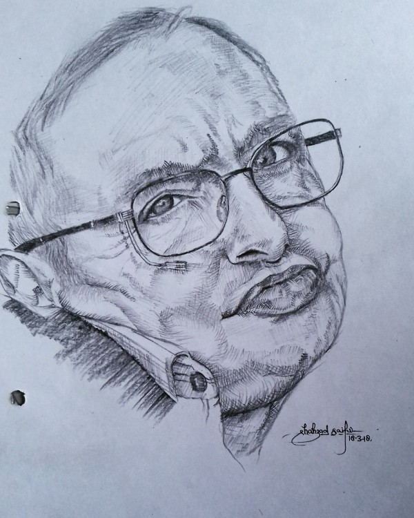 Great Pencil Sketch Of Late Stephen Hawking Theoretical Physicist - DesiPainters.com