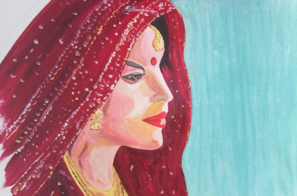 Beautiful Oil Painting Of Rajasthani Lady - DesiPainters.com