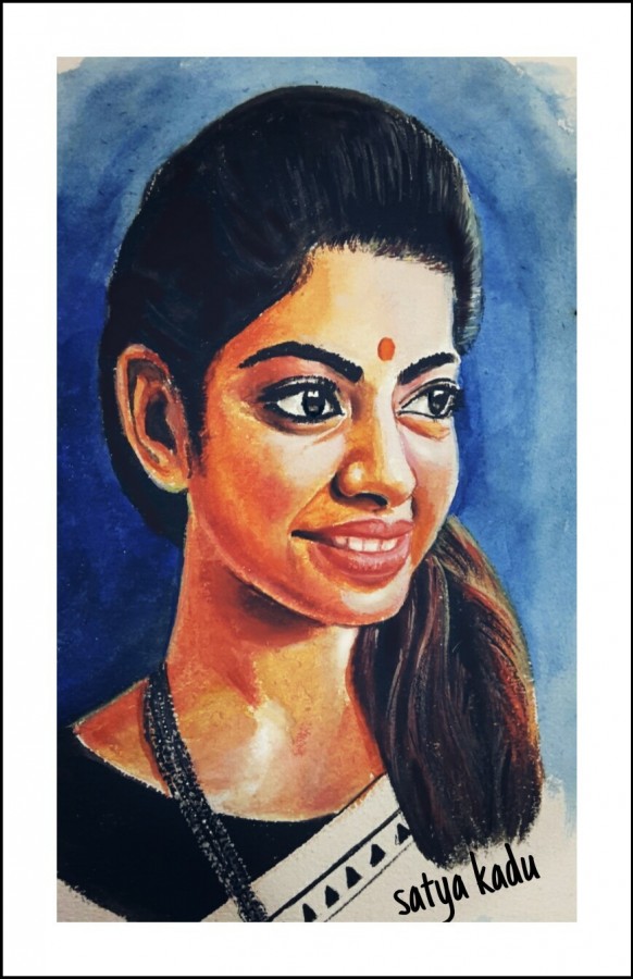 Oil Painting Of Beautiful Indian Girl