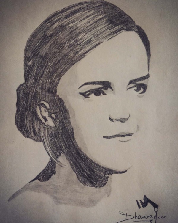 Wonderful Pencil Sketch Of Emma Watson - DesiPainters.com