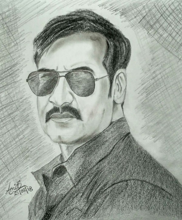 Classic Pencil Sketch Of Ajay Devgan - DesiPainters.com