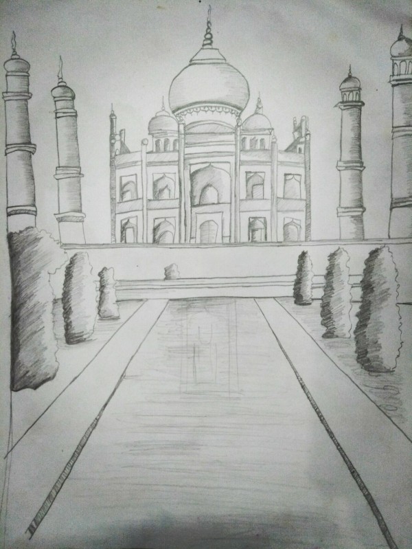 Beautiful Pencil Sketch Of Taj Mahal - DesiPainters.com