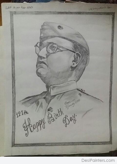 Perfect Pencil Sketch Of Netaji Subhash Chandra Bose