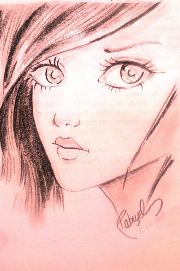 Beautiful Pencil Sketch Of A Lovely Girl - DesiPainters.com