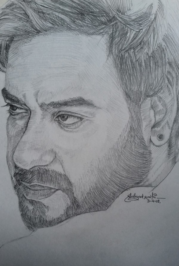 Brilliant Pencil Sketch Of Ajay Devgn - DesiPainters.com