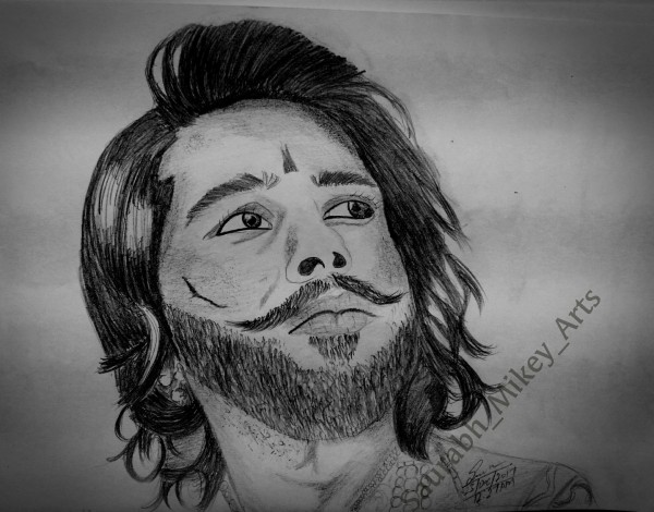 Amazing Pencil Sketch Of Shahid Kapoor Padamavat Look - DesiPainters.com