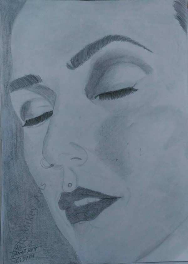 Pencil Sketch Of Smokey Makeup Face