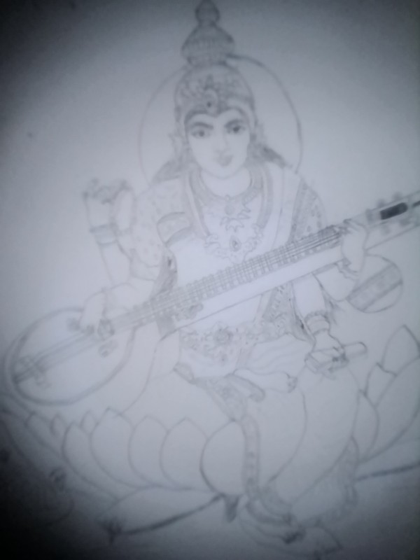 sketch #maasaraswati Goddess Saraswati Pencil Sketch | Maa Saraswati ... |  TikTok