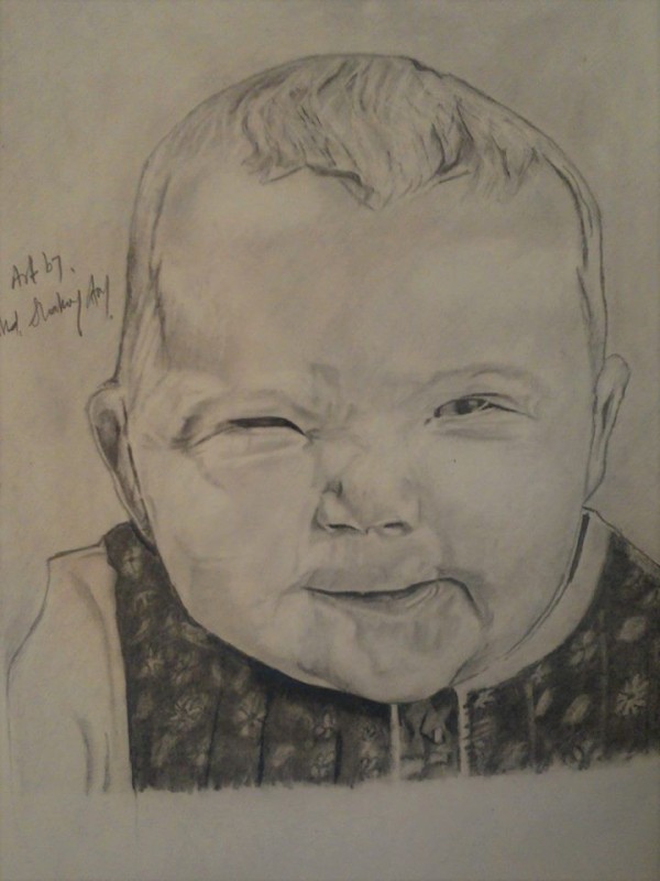 Wonderful Pencil Sketch Of A Cute Baby - DesiPainters.com