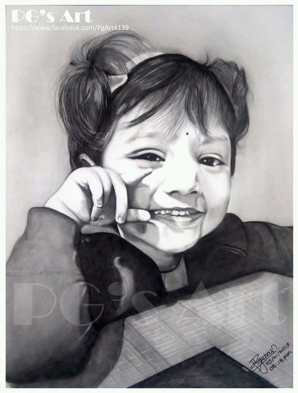 Perfect Pencil Sketch Of Kavya By Prasad K Gurav - DesiPainters.com