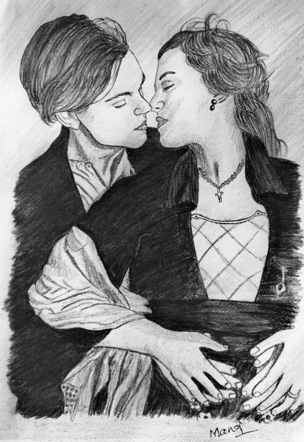 Beautiful Pencil Sketch Of Leonardo DiCaprio And Kate Winslet