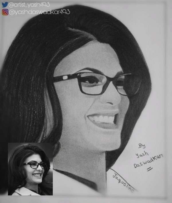 Perfect Pencil Sketch Of Jacqueline Fernandez - DesiPainters.com