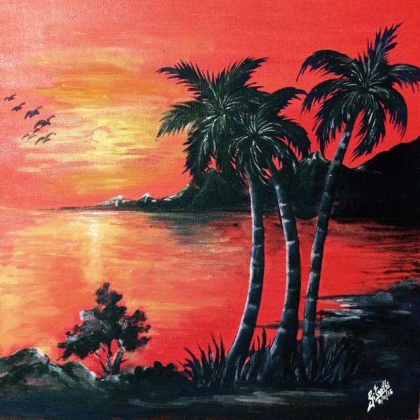 Perfect Oil Painting Of Beautiful Sunset Scenery - DesiPainters.com