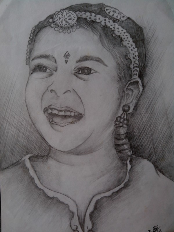 Wonderful Pencil Sketch Of Cute Girl - DesiPainters.com