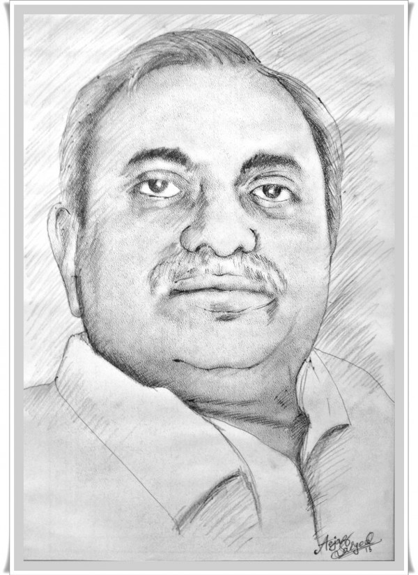 Perfect Ink Painting Of Honorable Nitin Patel - DesiPainters.com