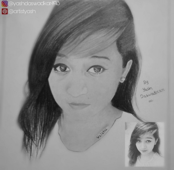 Awesome Pencil Sketch Of Vaishnavi Ghule - DesiPainters.com