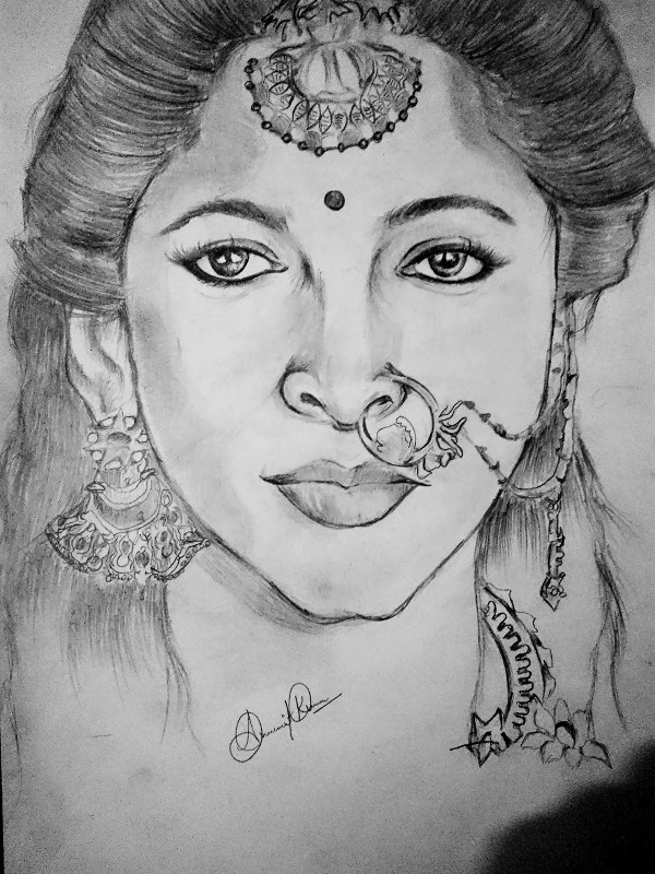 Brilliant Pencil Sketch Of Beautiful Woman By Amit Kumar - DesiPainters.com
