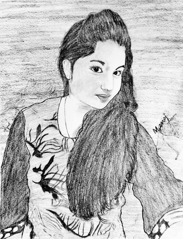 Pencil Sketch Of My Friend Chinki - DesiPainters.com