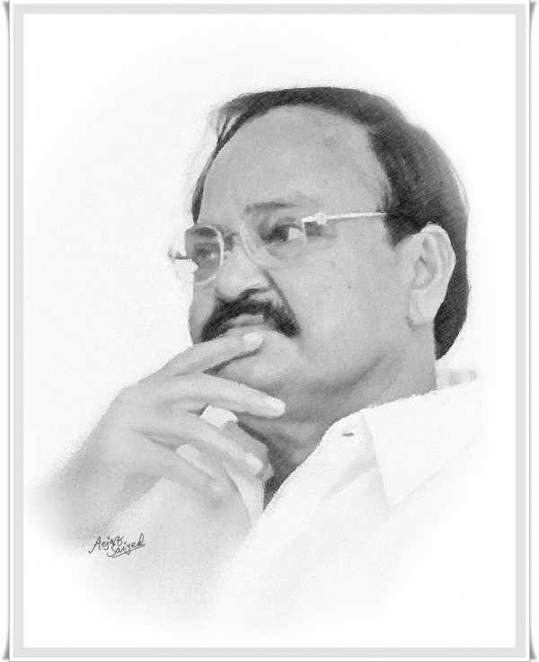 Mixed Painting Of Venkaiah Naidu