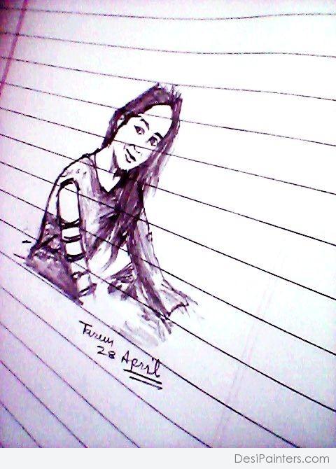 Pencil Sketch Of Smiling Girl - DesiPainters.com