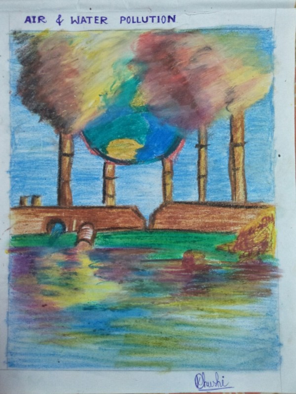 Pastel Painting Of Air And Water Pollution Effects