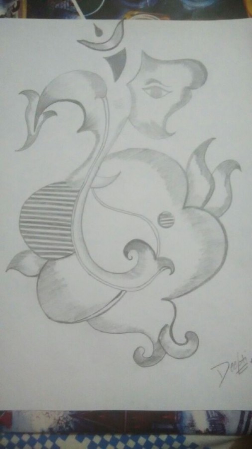 Wonderful Pencil Sketch Of Lord Ganesha