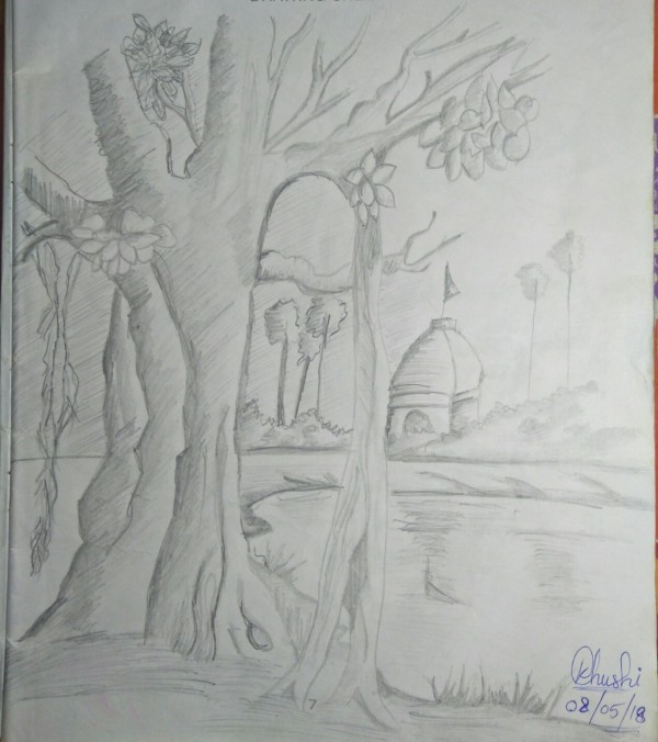 Beautiful Pencil Sketch Of Temple