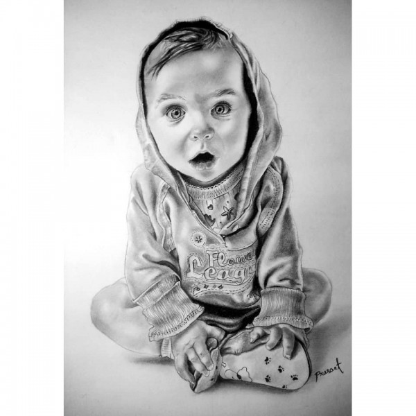 Best Pencil Sketch Of Cute Baby - DesiPainters.com