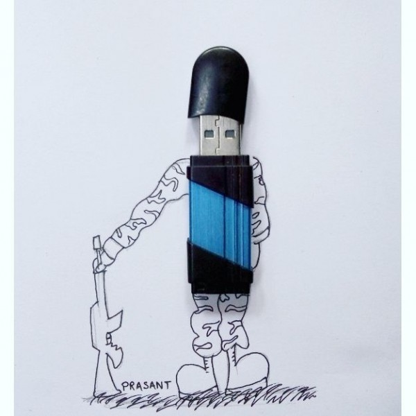 Superb Creative Pencil Sketch With Pen Drive - DesiPainters.com