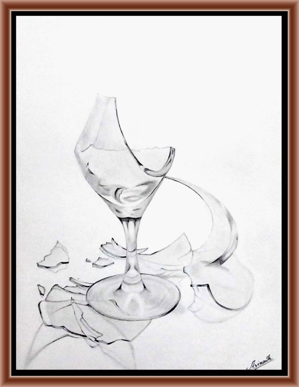 Wonderful Pencil Sketch Of Broken Glass - DesiPainters.com