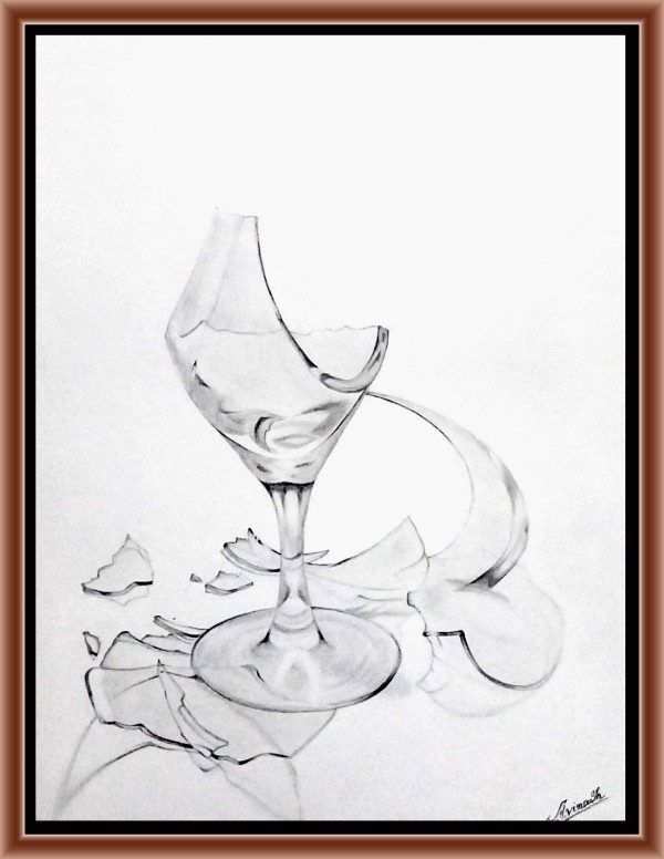 Wonderful Pencil Sketch Of Broken Glass