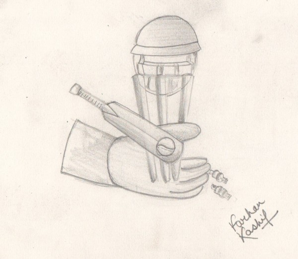 Pencil Sketch Of Cricket Logo - DesiPainters.com
