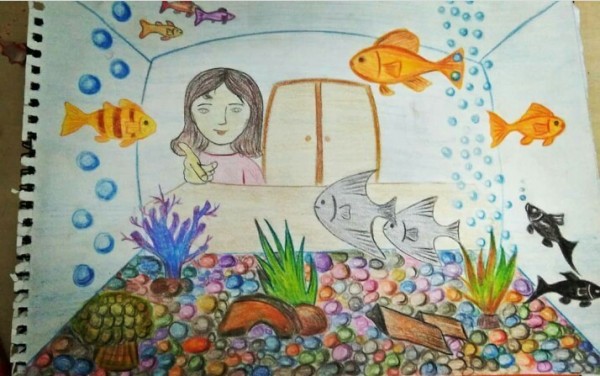 Wonderful Pencil Color Of Aquarium - DesiPainters.com