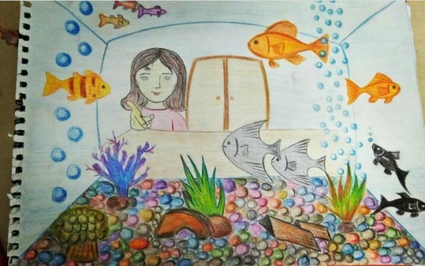 Wonderful Pencil Color Of Aquarium - DesiPainters.com