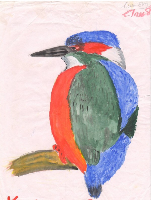 Amazing Watercolor Painting Of Kingfisher - DesiPainters.com