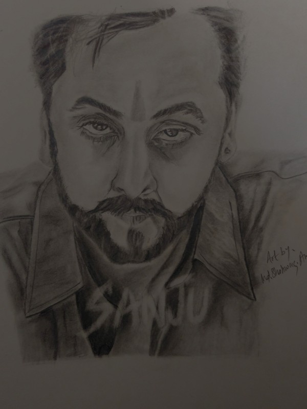 Pencil Sketch Of Ranbir Kapoor As Sanju