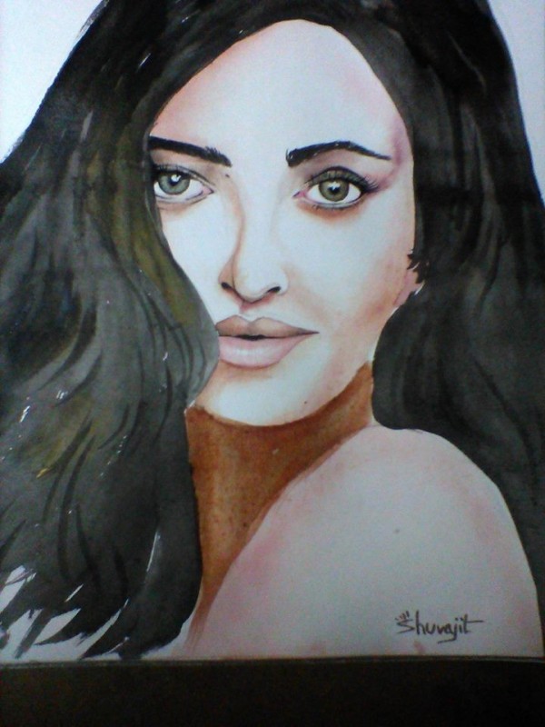 Beautiful Watercolor Painting Of Aishwarya Rai Bachchan - DesiPainters.com