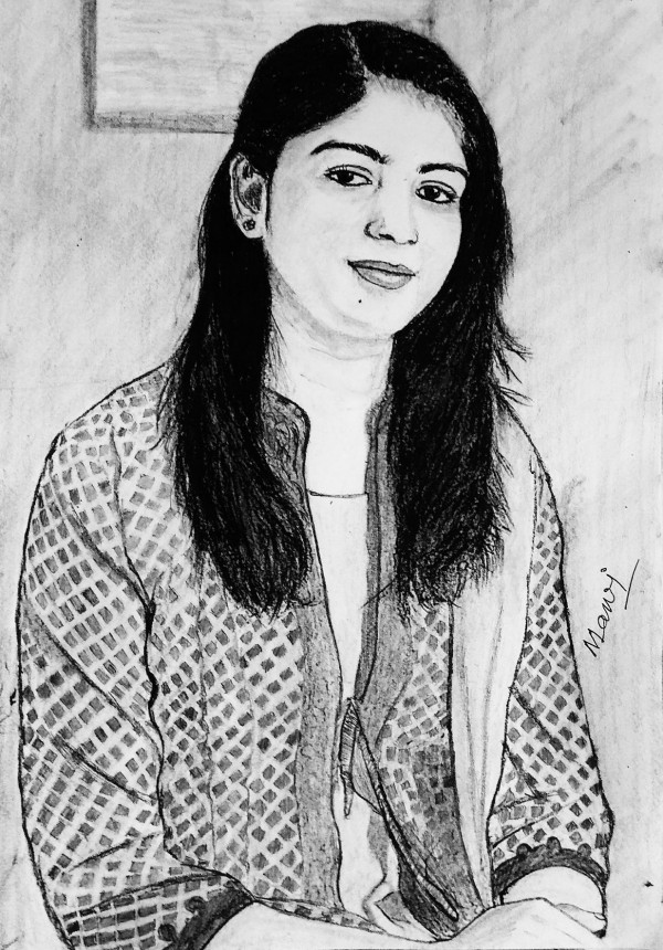 Pencil Sketch Of Srabani Rath - DesiPainters.com